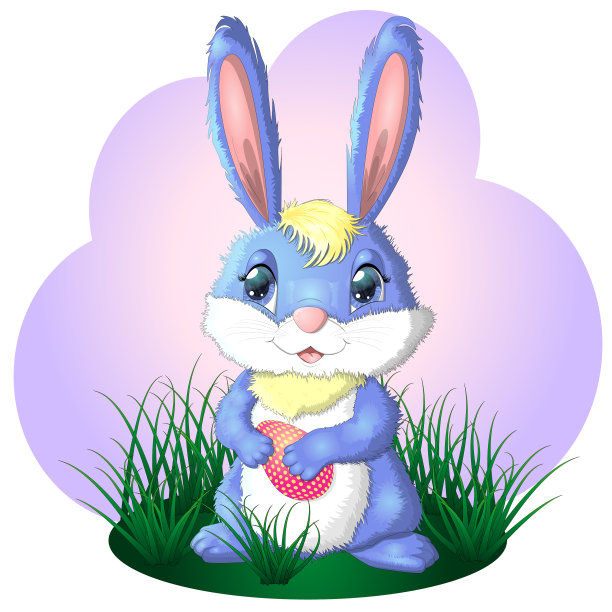 复活节快乐，兔子和蛋在田野里广泛图片下载