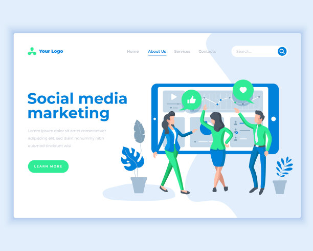 登陆页面模板与社交媒体营销图片下载