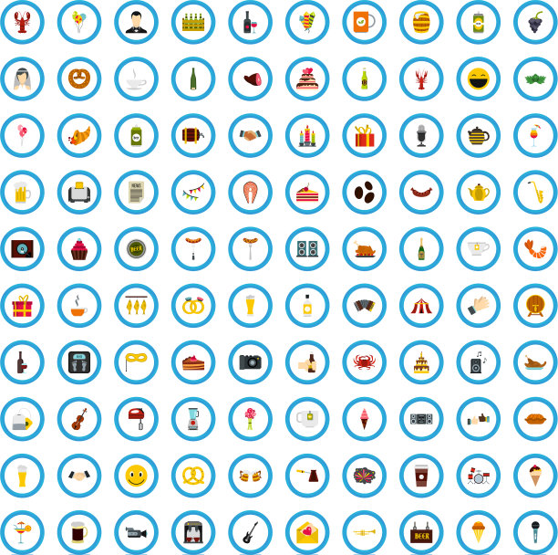 100 hangout ICONS设置平坦风格图片下载