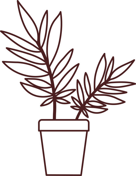 剪影室内植物盆栽孤立的图标图片下载