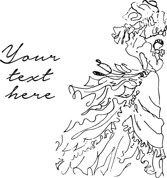 手绘的新娘在白色图片下载