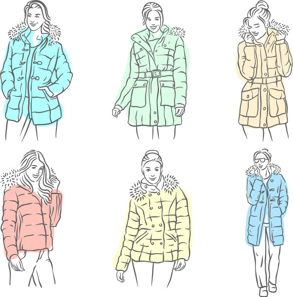 冬季夹克手绘草图图片下载