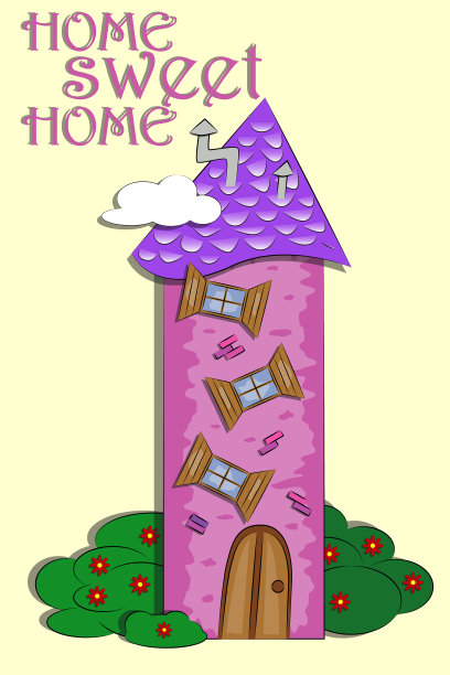家甜蜜家可爱的卡片与房子图片下载