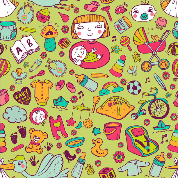 无缝背景婴儿护理图片下载