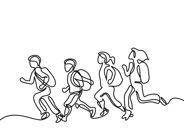 孩子们拿着书包跑去上学图片下载