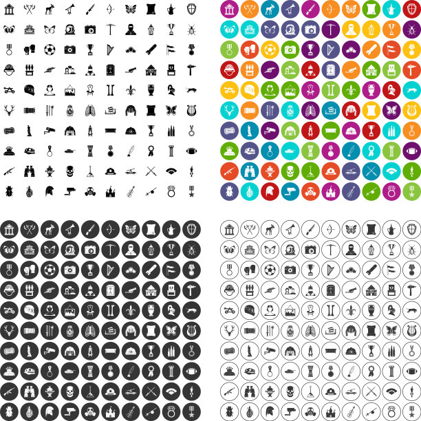 100个博物馆图标设置变体图片下载