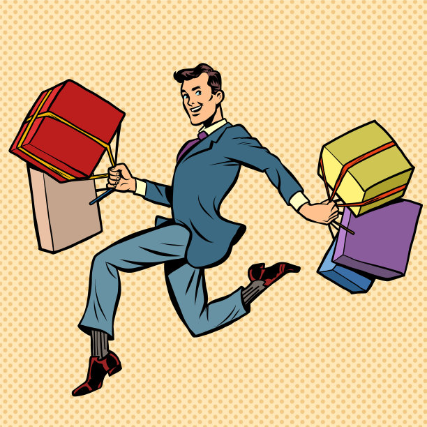 男人与礼品购物商人图片下载