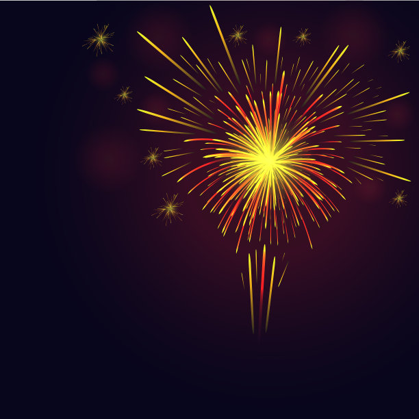 庆祝金红色的烟花在夜空图片下载