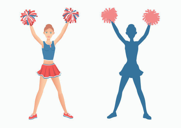戴着绒球的啦啦队长，穿着她的剪影图片下载