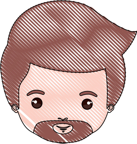 彩色蜡笔剪影漫画特写前面图片下载