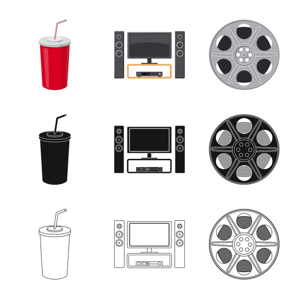 孤立对象电视和拍摄符号图片下载