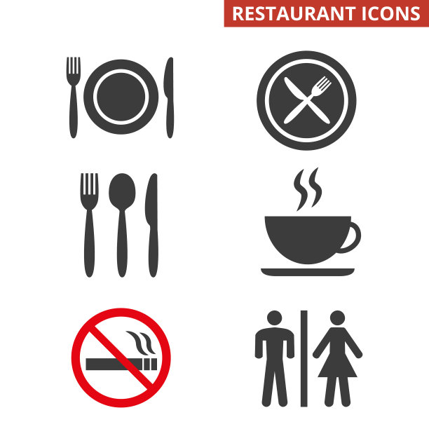 餐厅图标设置在白色背景图片下载