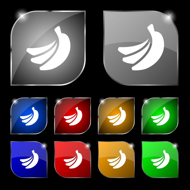 香蕉图标标志十套彩色按钮图片下载