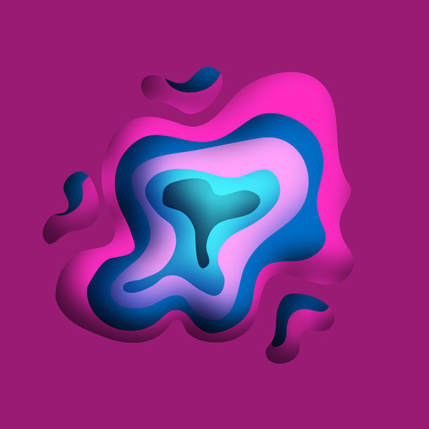 3d抽象背景与剪纸形状图片下载