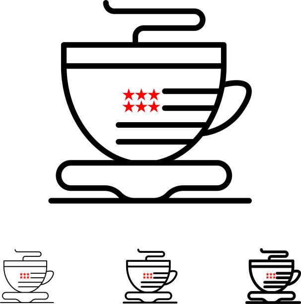 茶杯美国咖啡黑线粗细图标图片下载