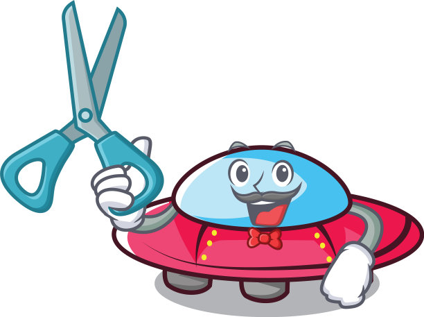 理发师UFO人物卡通风格图片下载