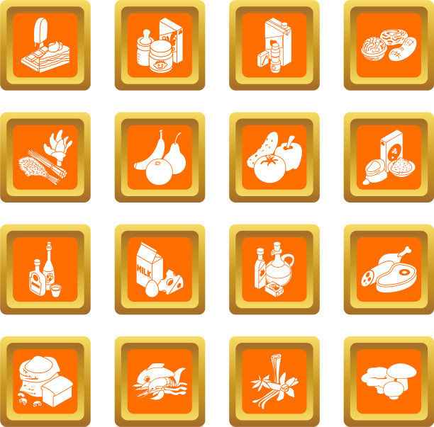 商店导航食品图标设置橙色方形图片下载