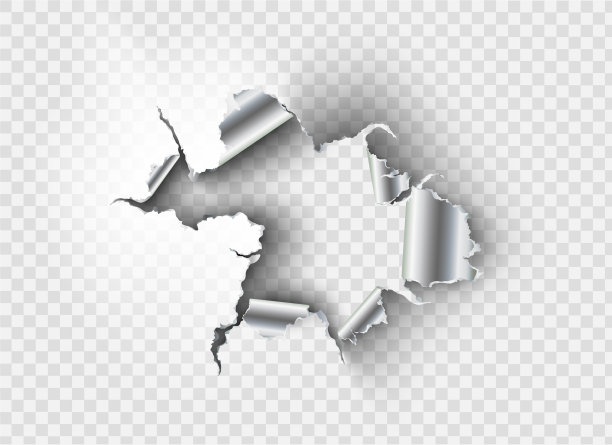 在撕裂的金属上撕开的破洞图片下载