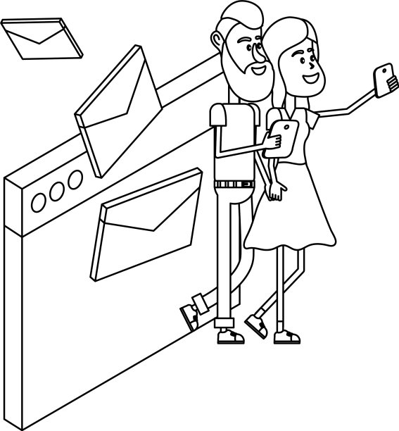 夫妇和电子邮件技术等距黑色和图片下载