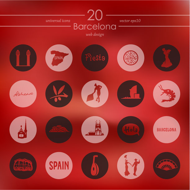 巴塞罗那图标套装图片下载