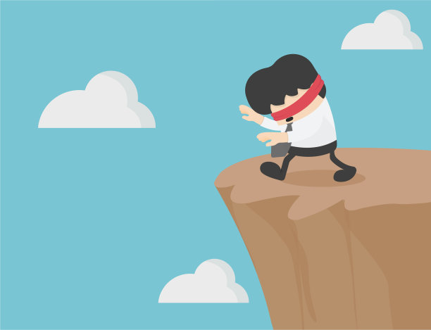 商人闭上眼睛寻找悬崖图片下载