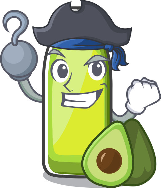 海盗袋鳄梨油形状的吉祥物图片下载