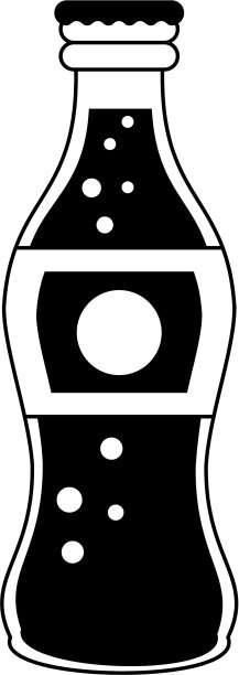 苏打水瓶与标签产品卡通在黑色图片下载