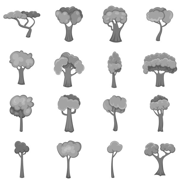 绿树图标设置单色风格图片下载