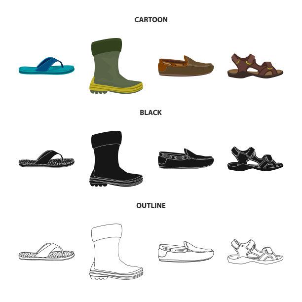 设计鞋和鞋类标志套图片下载