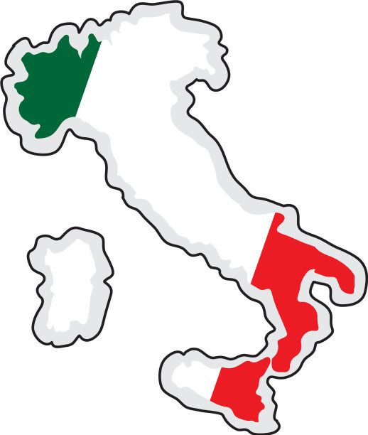 带国旗的意大利地图图片下载