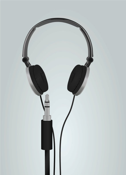 音频插孔和灰色耳机图片下载