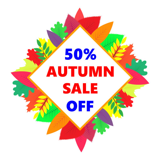 秋季销售设计横幅与彩色图片下载