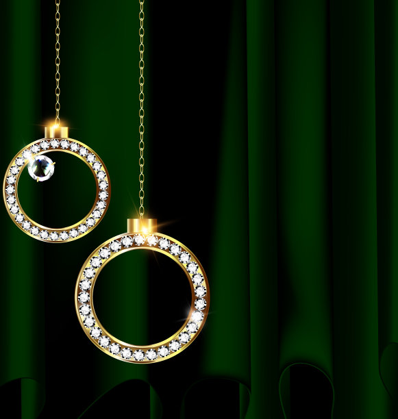 绿色的窗帘和珠宝圣诞舞会图片下载