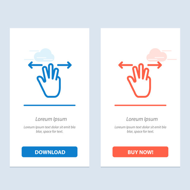 手势手移动三个手指蓝色和红色图片下载