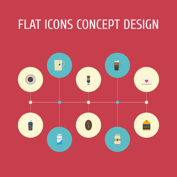 扁平图标杯，杯子，阿拉比卡豆等图片下载