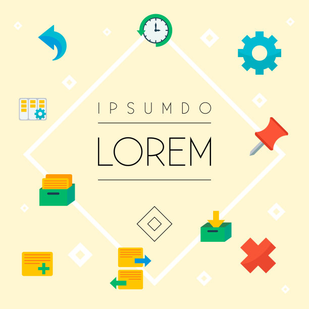 一组管理图标用的平面样式符号图片下载