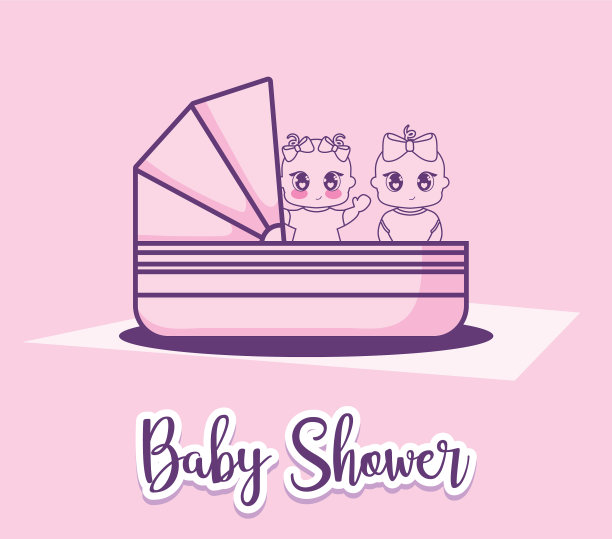 婴儿送礼卡，篮子里有小女孩图片下载