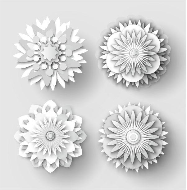 折纸花白纸剪出物体集图片下载