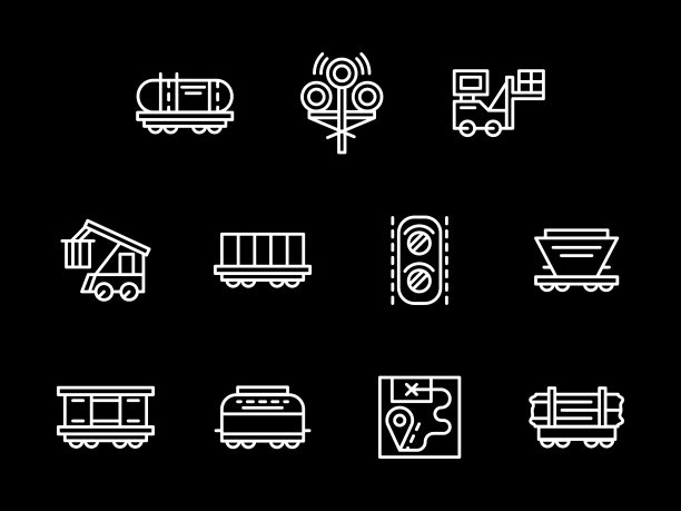 铁路物体白色线条图标合集图片下载