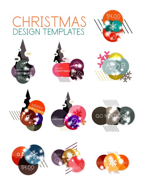 圣诞节和新年销售贴纸模板图片下载