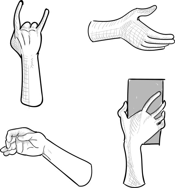 白色背景上的一组手势图片下载