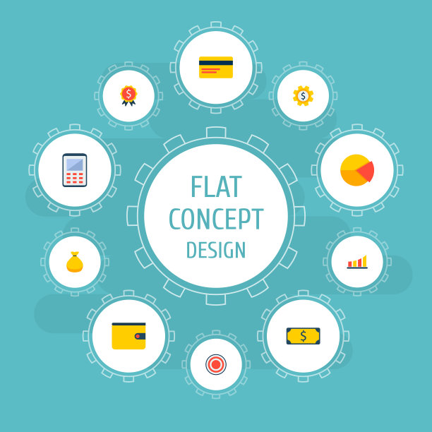 一套经济图标与银行扁平风格的符号图片下载
