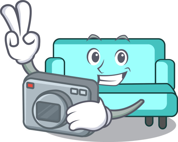 摄影师沙发吉祥物卡通风格图片下载