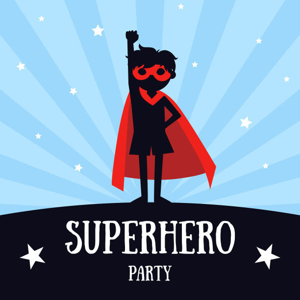 超级英雄派对横幅可爱男孩穿红色超级英雄图片下载