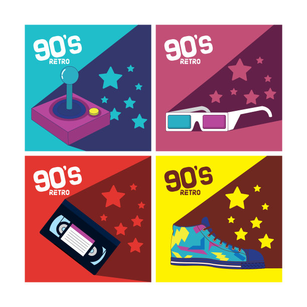 一套90年代的卡通元素图片下载