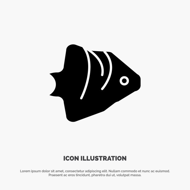 鱼珊瑚海洋学校旗帜固体字形图标图片下载