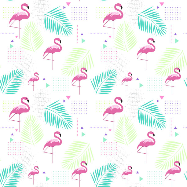 无缝模式火烈鸟热带夏季装饰图片下载