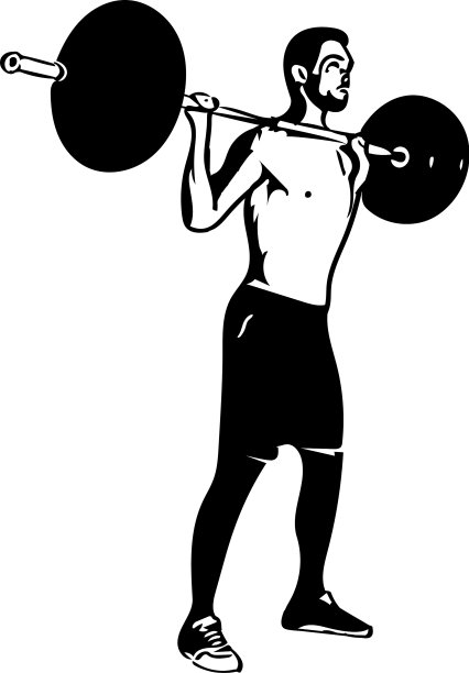 在健身房用杠铃练习举重图片下载