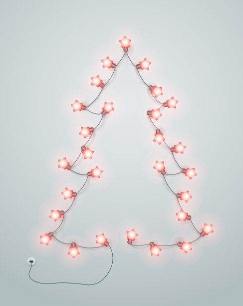用灯饰制作的抽象圣诞树图片下载