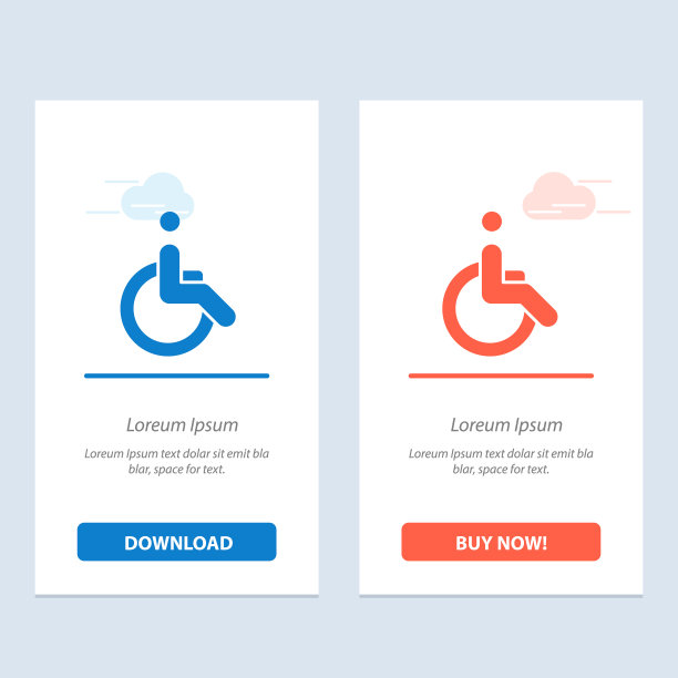 轮椅自行车运动行走蓝色和红色图片下载